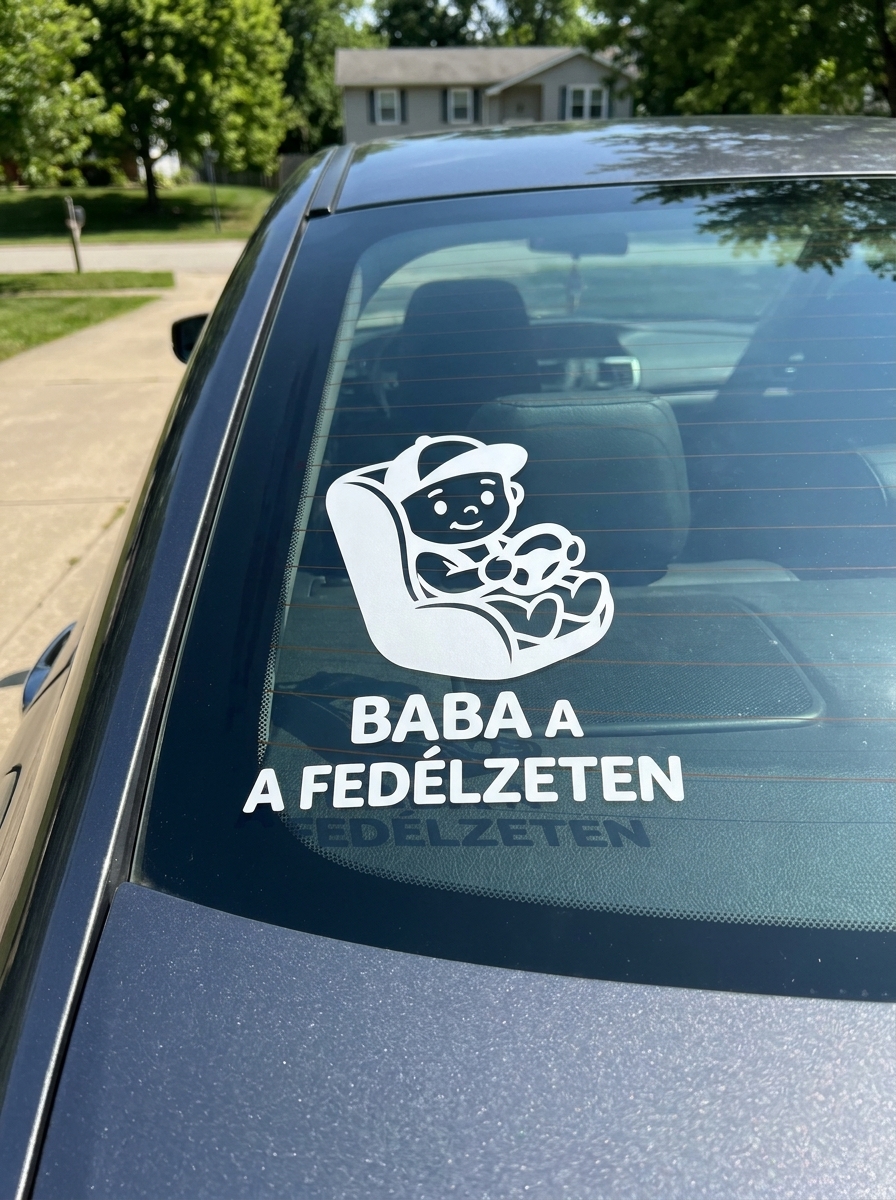Prémium sportos autós "Baba a fedélzeten" matrica kisfiúknak - termékkép