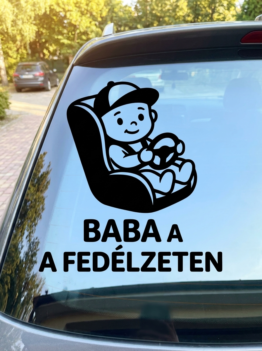 Prémium sportos autós "Baba a fedélzeten" matrica kisfiúknak