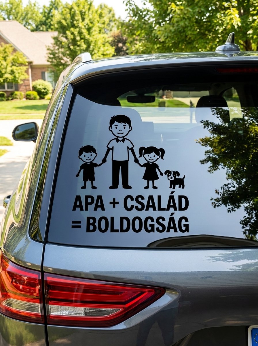 Apák napi autómatrica - Családi figurás ajándék - termékkép