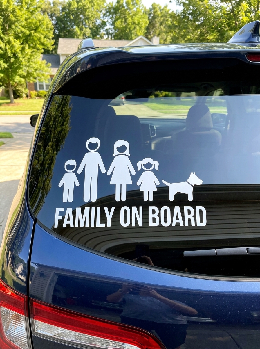 Family On Board Autómatrica Kutyás Család Sziluettel