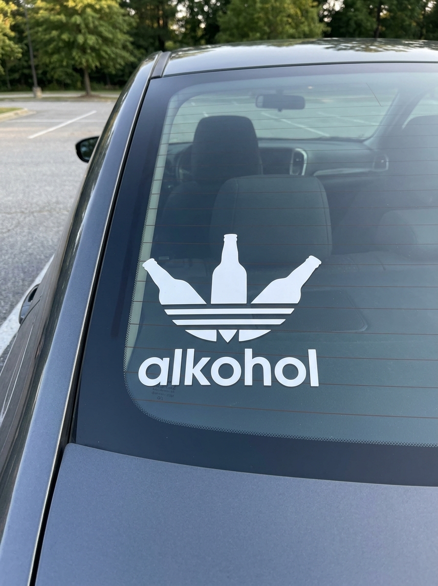 Vicces alkohol logós hátsó szélvédő matrica - termékkép