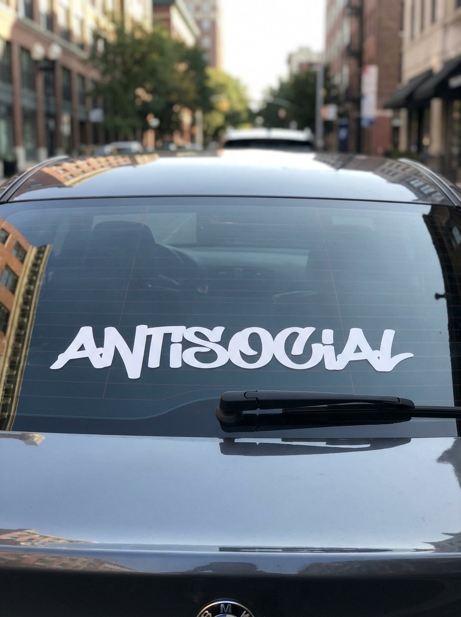 Antisocial feliratos hátsó szélvédő autómatrica